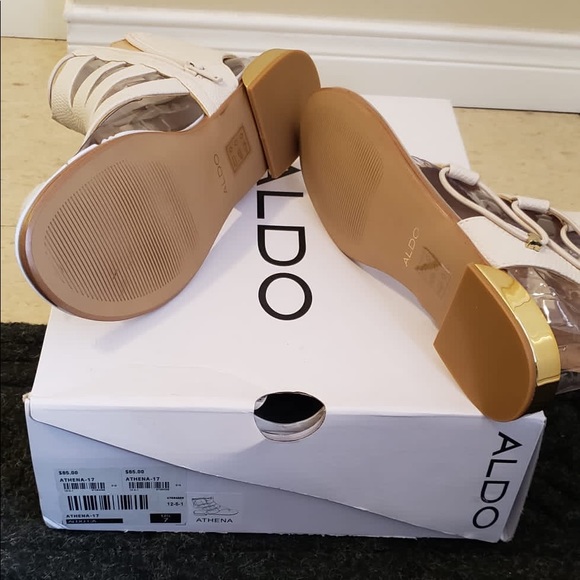Vintage Aldo Athena 17 Size 7 White & Gold Gladiator Sandal - Picture 2 of 4